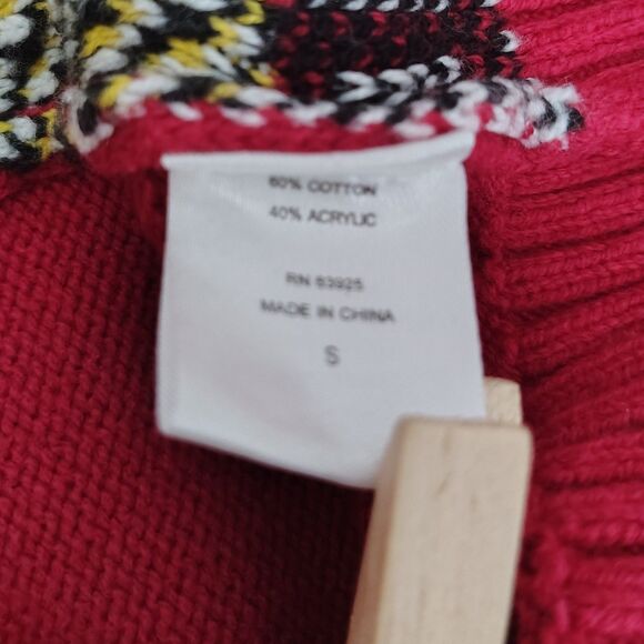 UGLY CHRISTMAS SWEATER Fireplace Scene SMALL Women's Red Green Holiday Crew Neck - Picture 4 of 4